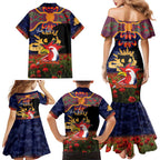 Personalised Roosters Rugby ANZAC Day Family Matching Mermaid Dress and Hawaiian Shirt Last Post Poppy We Will Remember Them