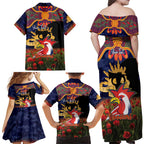 Personalised Roosters Rugby ANZAC Day Family Matching Off Shoulder Maxi Dress and Hawaiian Shirt Last Post Poppy We Will Remember Them