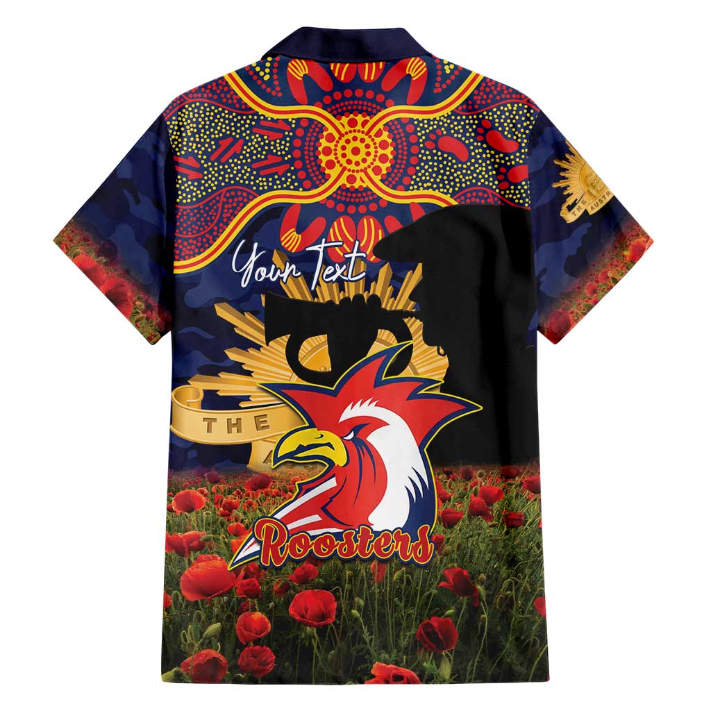 Personalised Roosters Rugby ANZAC Day Family Matching Off Shoulder Maxi Dress and Hawaiian Shirt Last Post Poppy We Will Remember Them