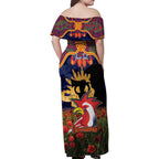 Personalised Roosters Rugby ANZAC Day Family Matching Off Shoulder Maxi Dress and Hawaiian Shirt Last Post Poppy We Will Remember Them