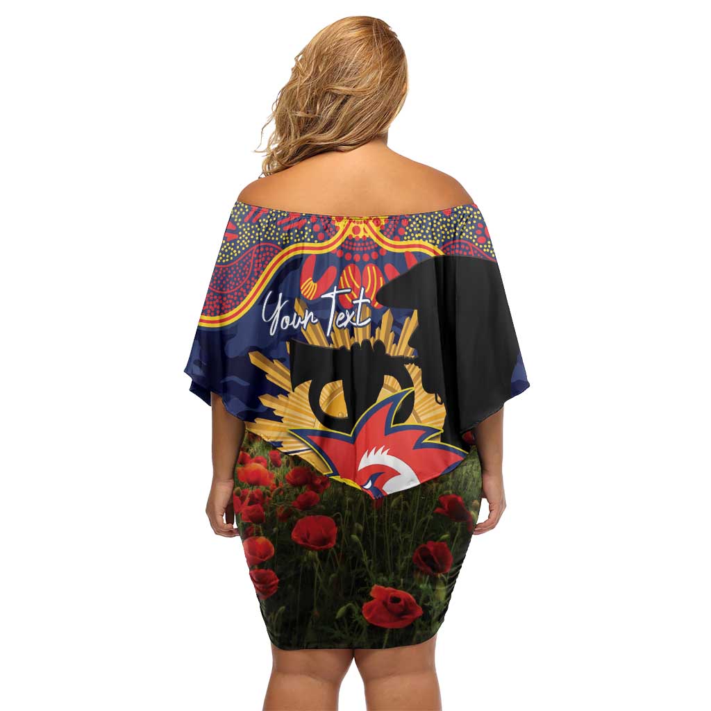 Personalised Roosters Rugby ANZAC Day Family Matching Off Shoulder Short Dress and Hawaiian Shirt Last Post Poppy We Will Remember Them
