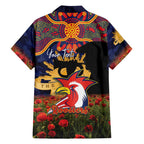 Personalised Roosters Rugby ANZAC Day Family Matching Puletasi and Hawaiian Shirt Last Post Poppy We Will Remember Them