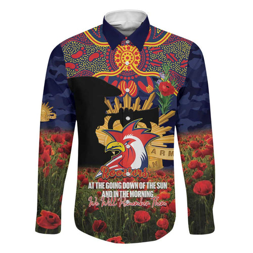 Personalised Roosters Rugby ANZAC Day Family Matching Puletasi and Hawaiian Shirt Last Post Poppy We Will Remember Them