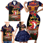 Personalised Roosters Rugby ANZAC Day Family Matching Short Sleeve Bodycon Dress and Hawaiian Shirt Last Post Poppy We Will Remember Them