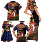 Personalised Roosters Rugby ANZAC Day Family Matching Short Sleeve Bodycon Dress and Hawaiian Shirt Last Post Poppy We Will Remember Them