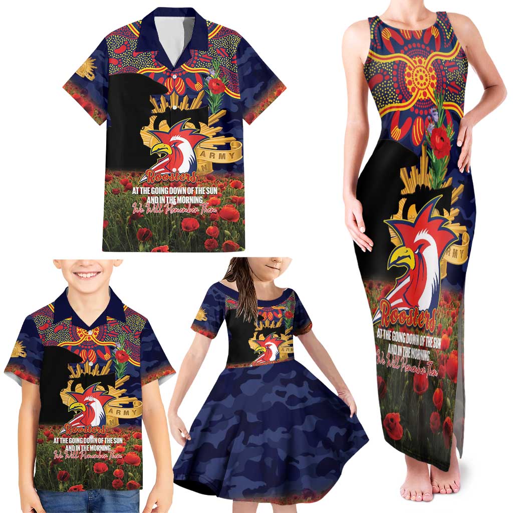 Personalised Roosters Rugby ANZAC Day Family Matching Tank Maxi Dress and Hawaiian Shirt Last Post Poppy We Will Remember Them