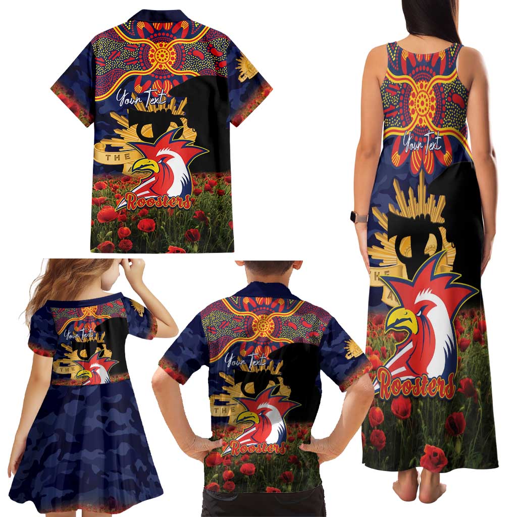 Personalised Roosters Rugby ANZAC Day Family Matching Tank Maxi Dress and Hawaiian Shirt Last Post Poppy We Will Remember Them