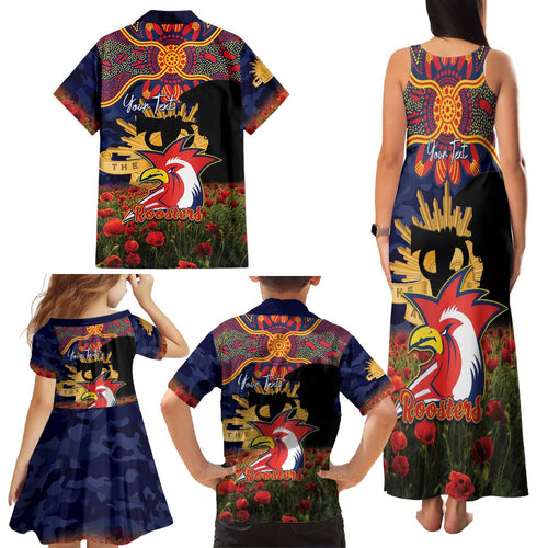 Personalised Roosters Rugby ANZAC Day Family Matching Tank Maxi Dress and Hawaiian Shirt Last Post Poppy We Will Remember Them