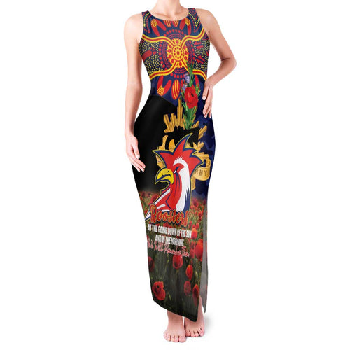 Personalised Roosters Rugby ANZAC Day Family Matching Tank Maxi Dress and Hawaiian Shirt Last Post Poppy We Will Remember Them