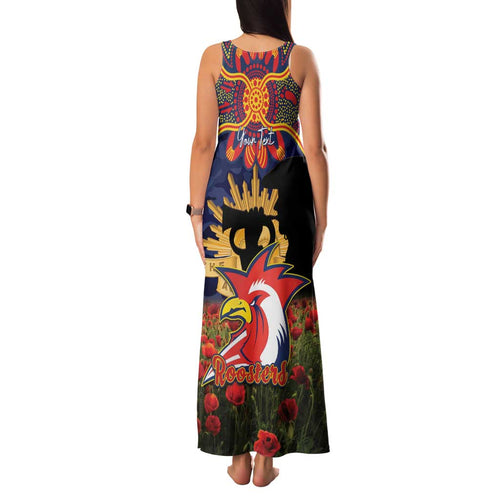 Personalised Roosters Rugby ANZAC Day Family Matching Tank Maxi Dress and Hawaiian Shirt Last Post Poppy We Will Remember Them