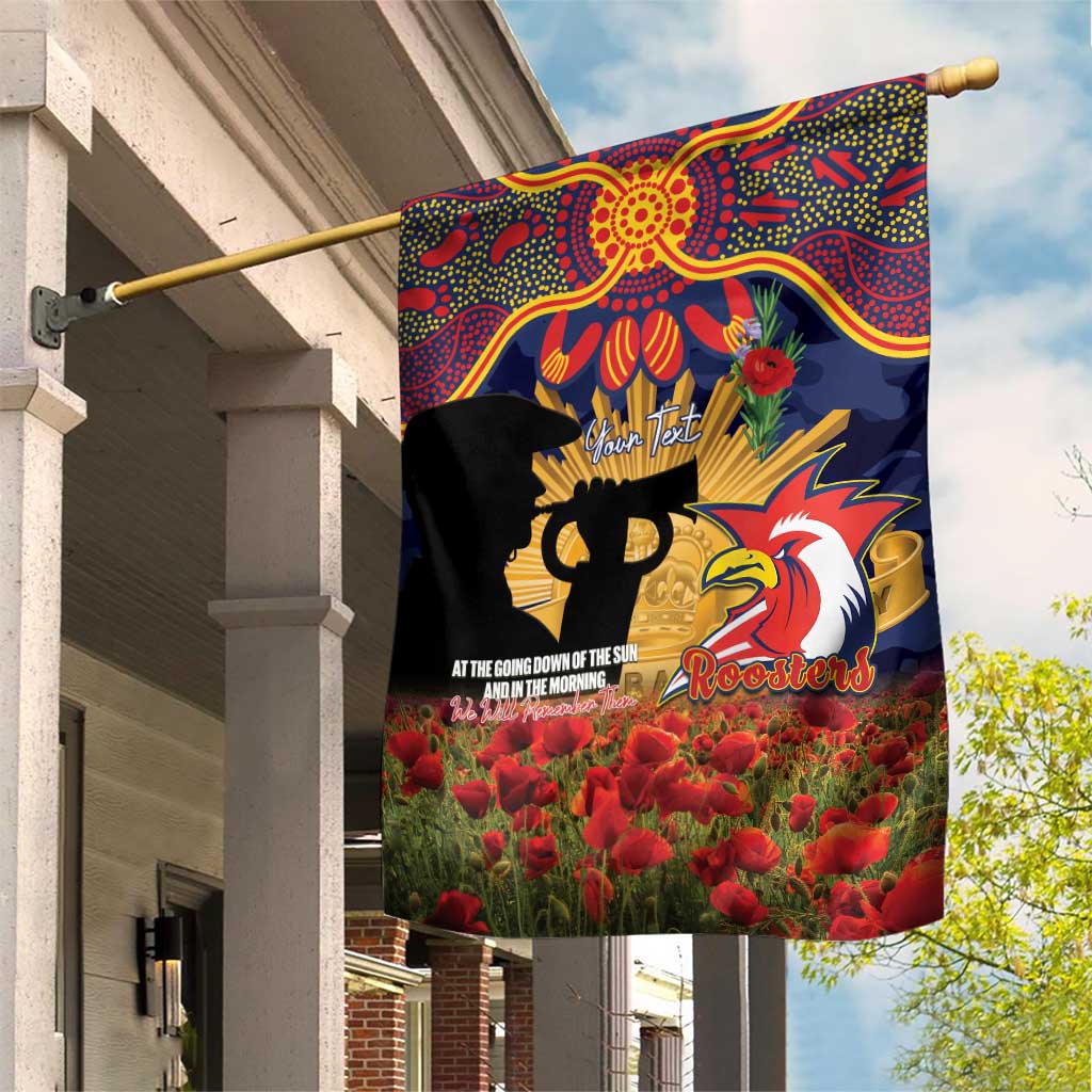 Personalised Roosters Rugby ANZAC Day Garden Flag Last Post Poppy We Will Remember Them