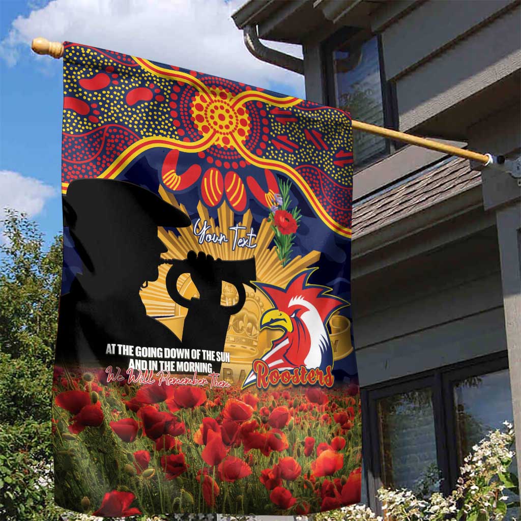 Personalised Roosters Rugby ANZAC Day Garden Flag Last Post Poppy We Will Remember Them