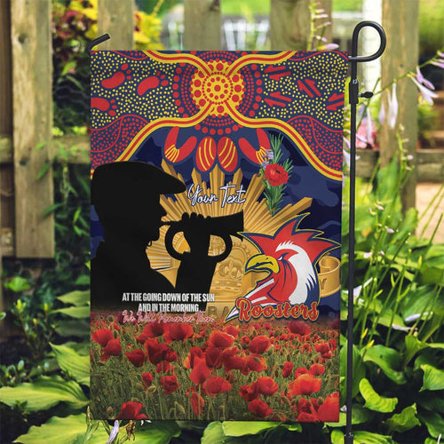 Personalised Roosters Rugby ANZAC Day Garden Flag Last Post Poppy We Will Remember Them