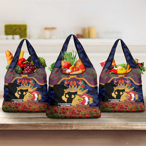 Personalised Roosters Rugby ANZAC Day Grocery Bag Last Post Poppy We Will Remember Them