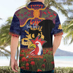 Personalised Roosters Rugby ANZAC Day Hawaiian Shirt Last Post Poppy We Will Remember Them