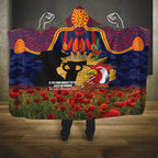 Personalised Roosters Rugby ANZAC Day Hooded Blanket Last Post Poppy We Will Remember Them