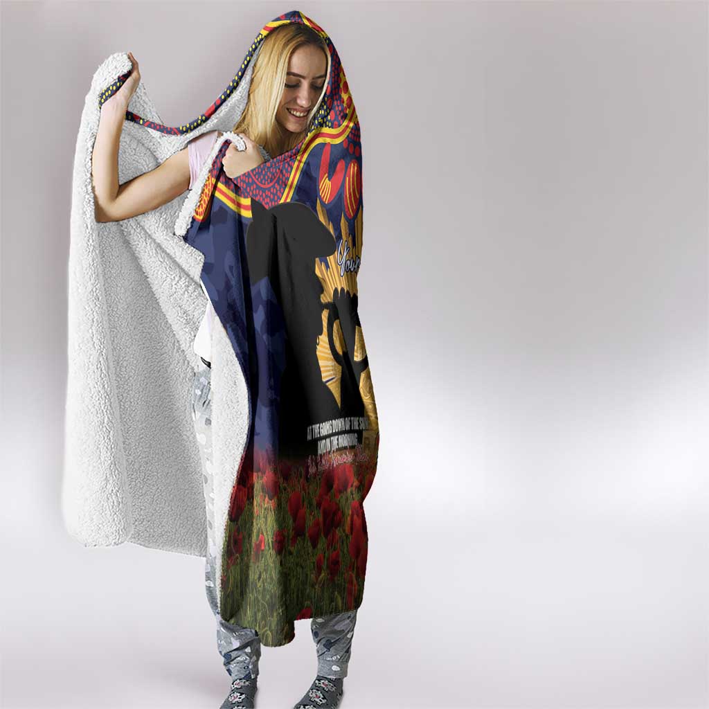 Personalised Roosters Rugby ANZAC Day Hooded Blanket Last Post Poppy We Will Remember Them