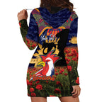 Personalised Roosters Rugby ANZAC Day Hoodie Dress Last Post Poppy We Will Remember Them