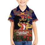 Personalised Roosters Rugby ANZAC Day Kid Hawaiian Shirt Last Post Poppy We Will Remember Them