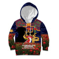 Personalised Roosters Rugby ANZAC Day Kid Hoodie Last Post Poppy We Will Remember Them