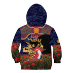 Personalised Roosters Rugby ANZAC Day Kid Hoodie Last Post Poppy We Will Remember Them