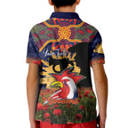Personalised Roosters Rugby ANZAC Day Kid Polo Shirt Last Post Poppy We Will Remember Them