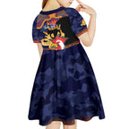 Personalised Roosters Rugby ANZAC Day Kid Short Sleeve Dress Last Post Poppy We Will Remember Them