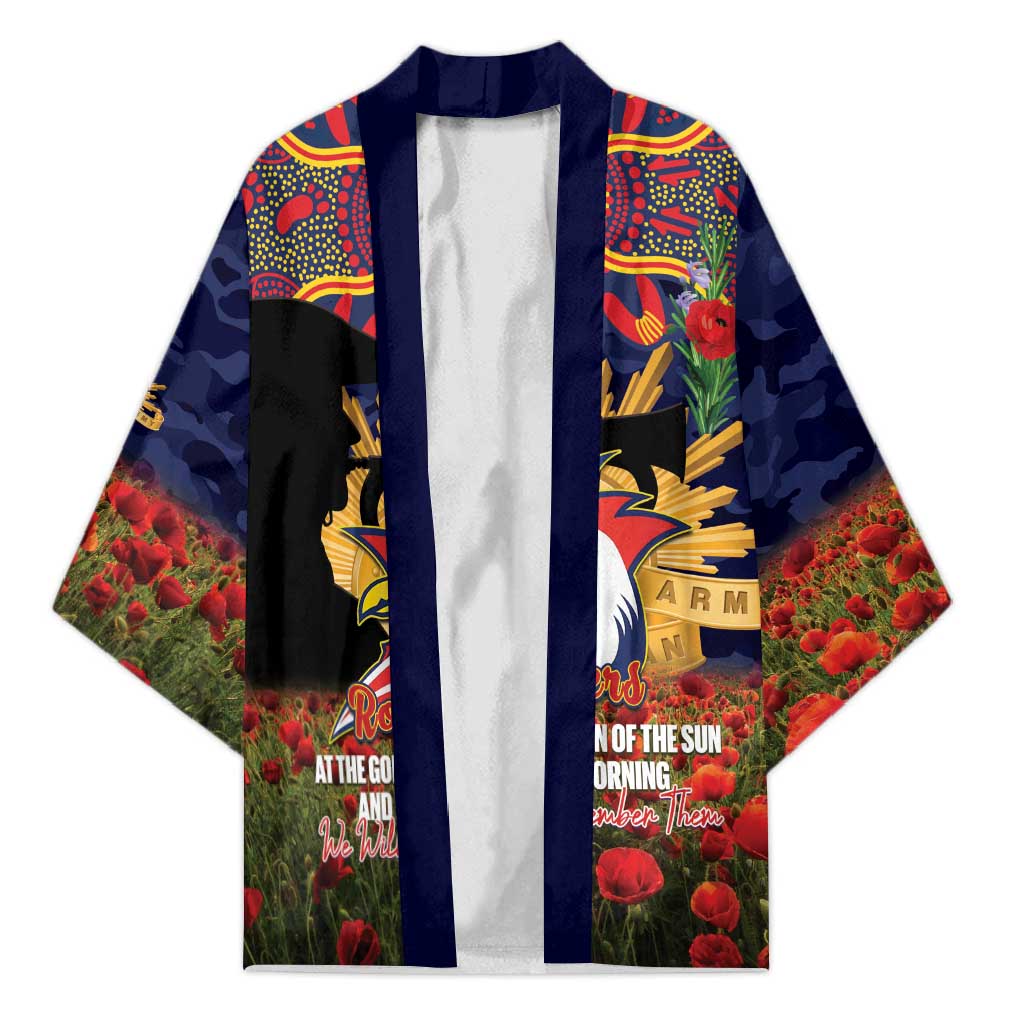 Personalised Roosters Rugby ANZAC Day Kimono Last Post Poppy We Will Remember Them