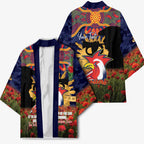 Personalised Roosters Rugby ANZAC Day Kimono Last Post Poppy We Will Remember Them