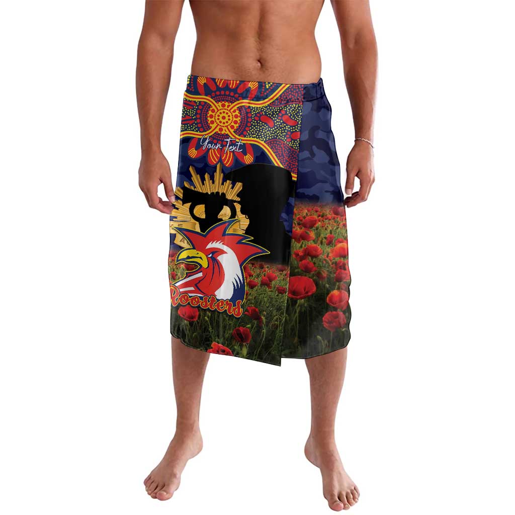 Personalised Roosters Rugby ANZAC Day Lavalava Last Post Poppy We Will Remember Them