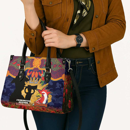 Personalised Roosters Rugby ANZAC Day Leather Bag Last Post Poppy We Will Remember Them