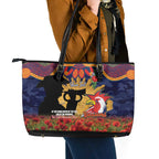 Personalised Roosters Rugby ANZAC Day Leather Tote Bag Last Post Poppy We Will Remember Them