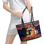 Personalised Roosters Rugby ANZAC Day Leather Tote Bag Last Post Poppy We Will Remember Them