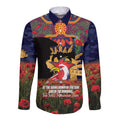 Personalised Roosters Rugby ANZAC Day Long Sleeve Button Shirt Last Post Poppy We Will Remember Them