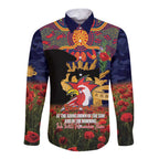 Personalised Roosters Rugby ANZAC Day Long Sleeve Button Shirt Last Post Poppy We Will Remember Them