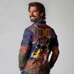 Personalised Roosters Rugby ANZAC Day Long Sleeve Polo Shirt Last Post Poppy We Will Remember Them