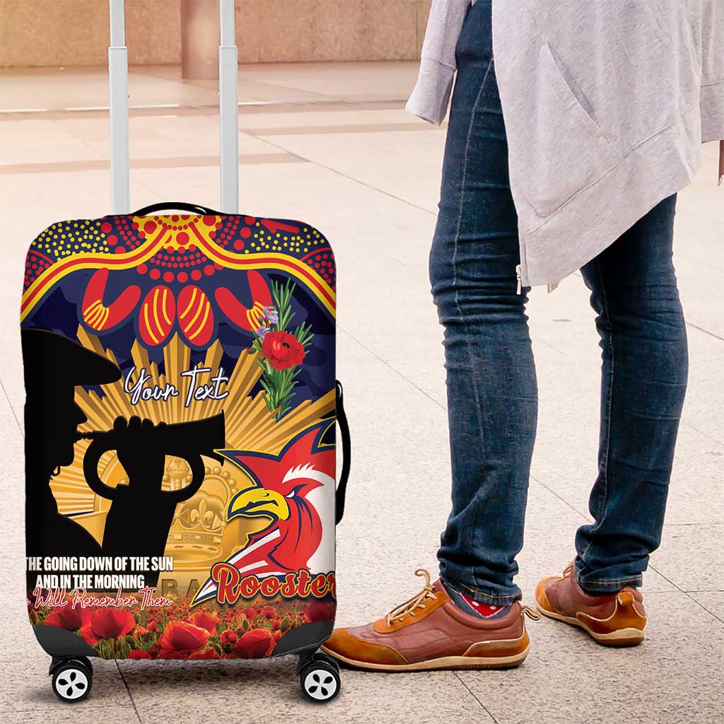 Personalised Roosters Rugby ANZAC Day Luggage Cover Last Post Poppy We Will Remember Them