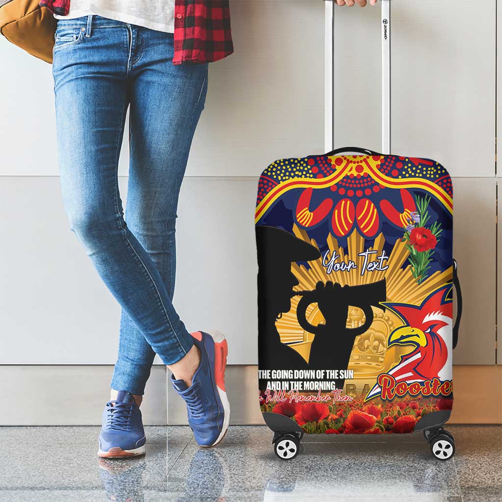 Personalised Roosters Rugby ANZAC Day Luggage Cover Last Post Poppy We Will Remember Them