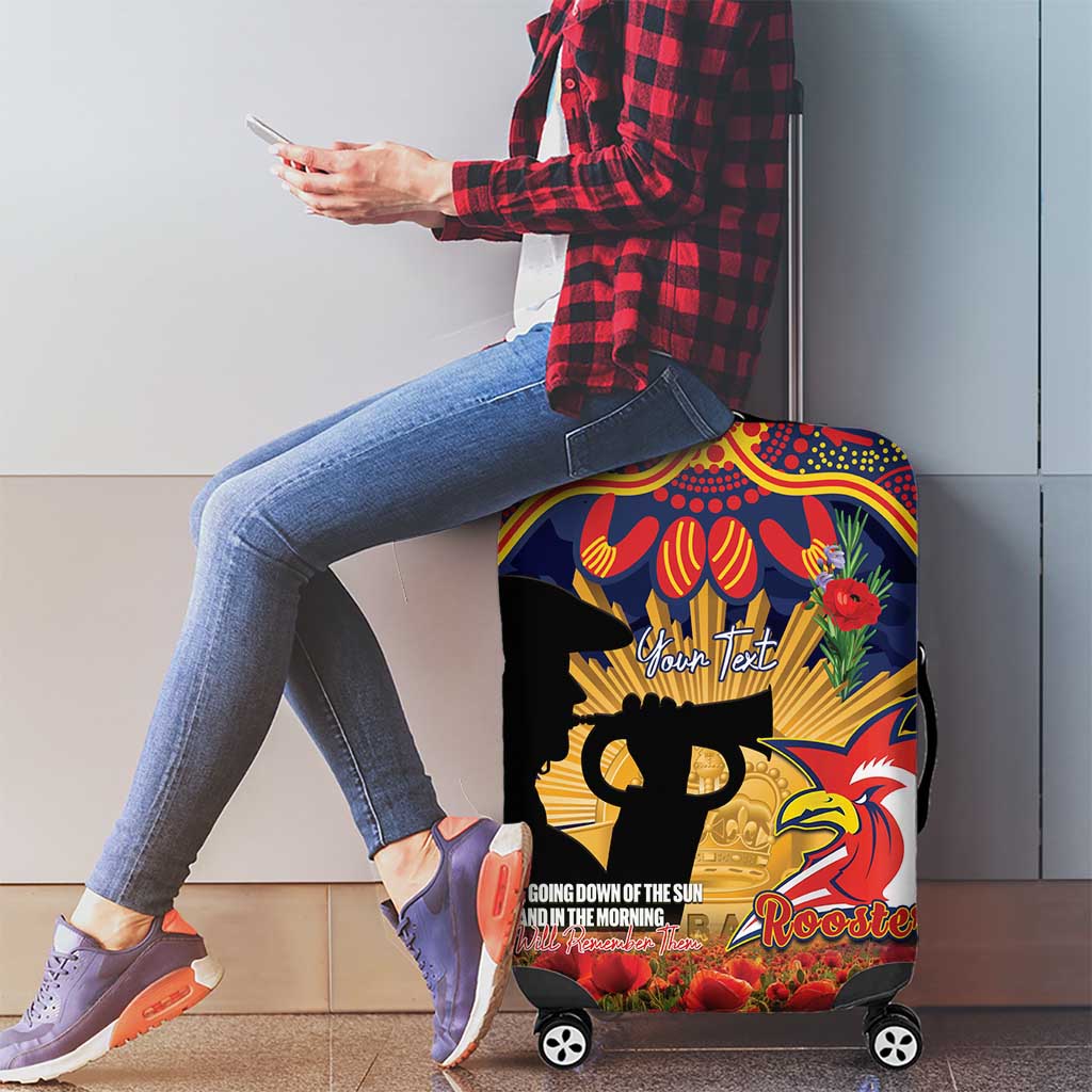 Personalised Roosters Rugby ANZAC Day Luggage Cover Last Post Poppy We Will Remember Them