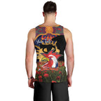 Personalised Roosters Rugby ANZAC Day Men Tank Top Last Post Poppy We Will Remember Them