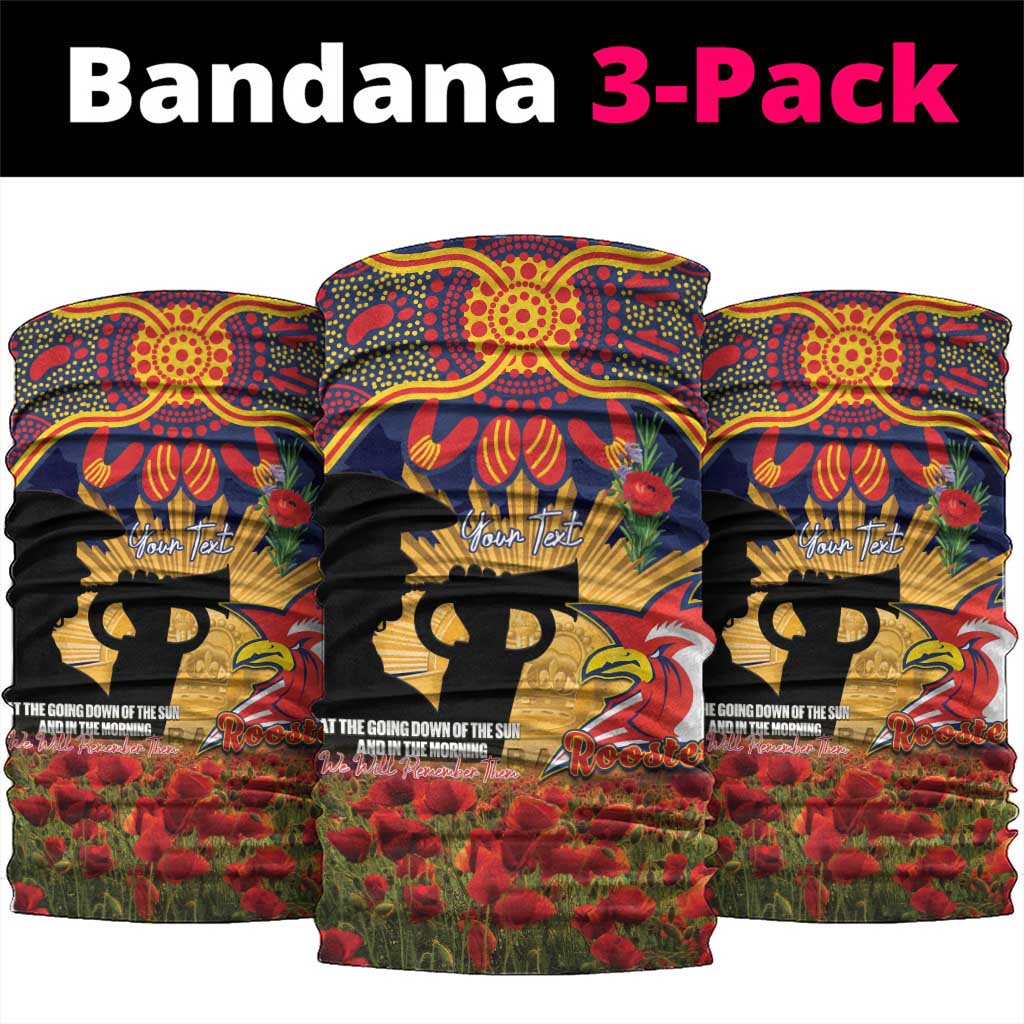 Personalised Roosters Rugby ANZAC Day Neck Gaiter Last Post Poppy We Will Remember Them