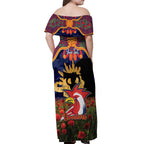 Personalised Roosters Rugby ANZAC Day Off Shoulder Maxi Dress Last Post Poppy We Will Remember Them