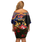 Personalised Roosters Rugby ANZAC Day Off Shoulder Short Dress Last Post Poppy We Will Remember Them