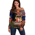 Personalised Roosters Rugby ANZAC Day Off Shoulder Sweater Last Post Poppy We Will Remember Them