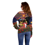 Personalised Roosters Rugby ANZAC Day Off Shoulder Sweater Last Post Poppy We Will Remember Them