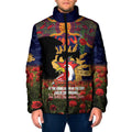 Personalised Roosters Rugby ANZAC Day Padded Jacket Last Post Poppy We Will Remember Them