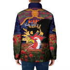 Personalised Roosters Rugby ANZAC Day Padded Jacket Last Post Poppy We Will Remember Them