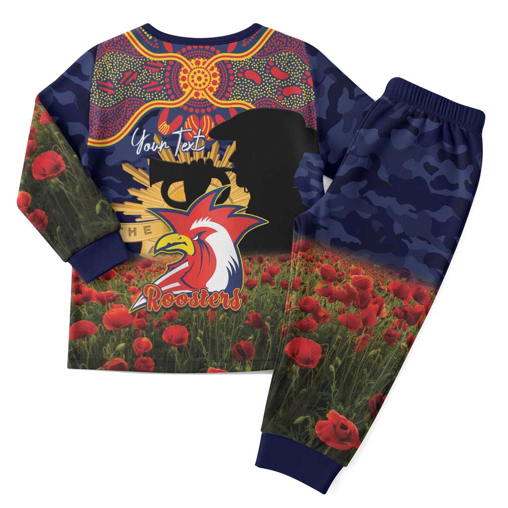 Personalised Roosters Rugby ANZAC Day Pajama Set Last Post Poppy We Will Remember Them