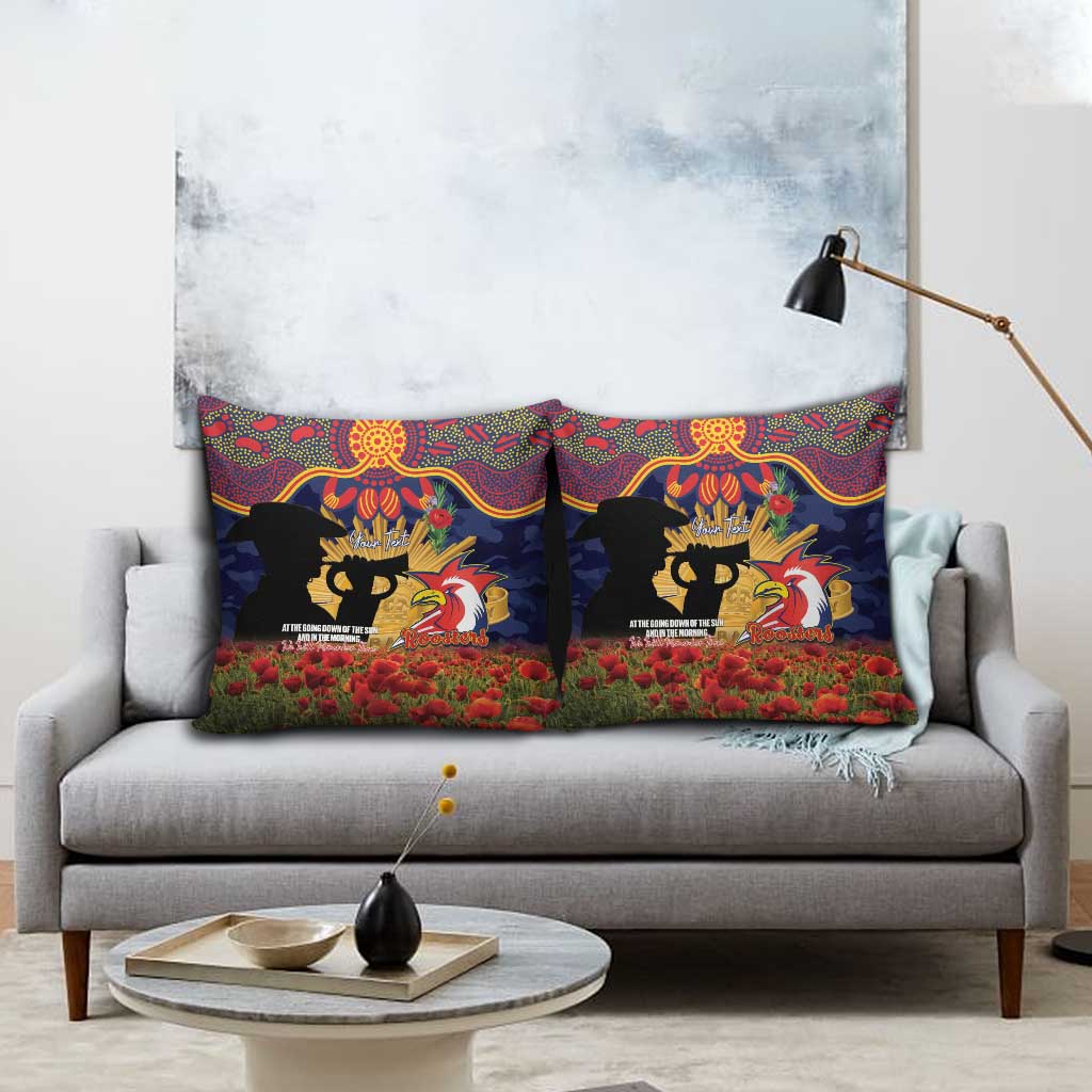 Personalised Roosters Rugby ANZAC Day Pillow Cover Last Post Poppy We Will Remember Them