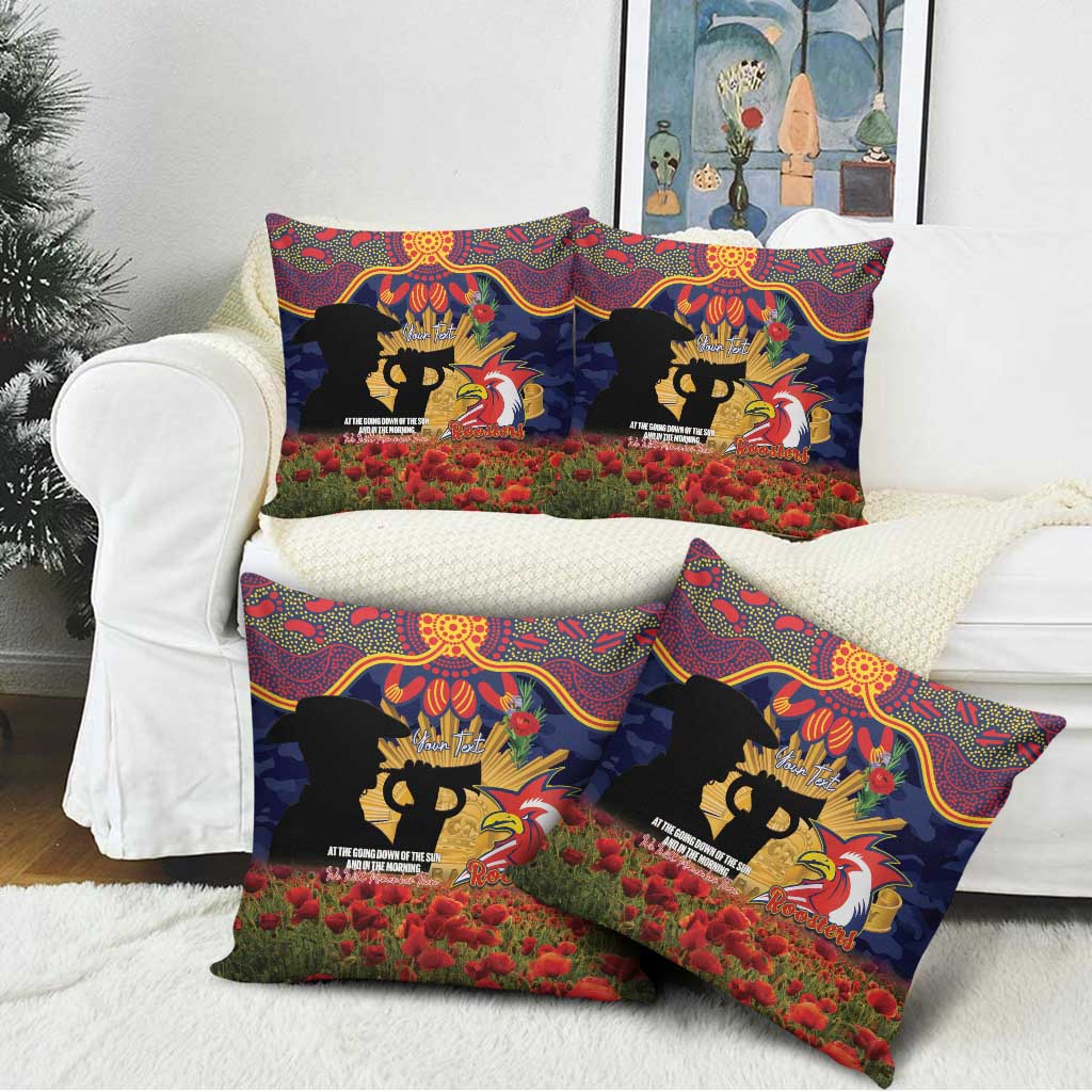 Personalised Roosters Rugby ANZAC Day Pillow Cover Last Post Poppy We Will Remember Them
